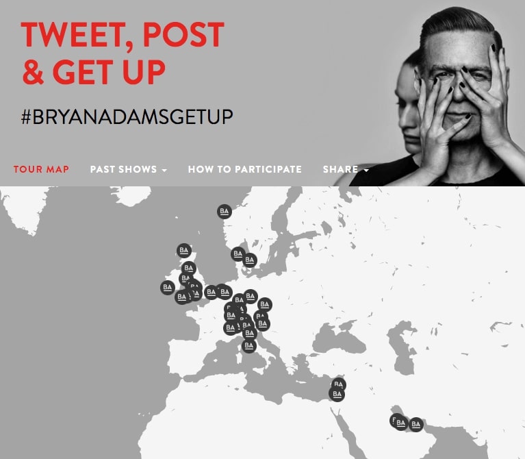 Bryan Adams World Tour - Geolocation Twitter