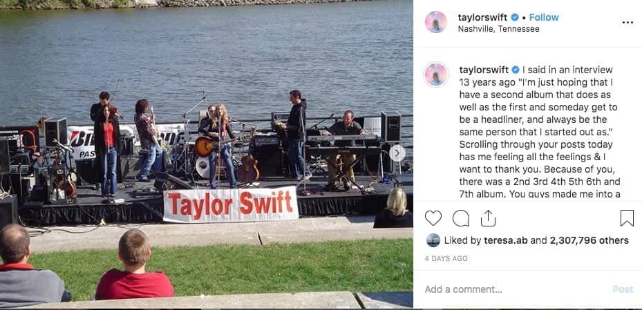 Taylor Swift is one of the top Instagram accounts