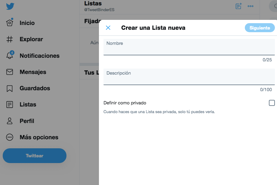 lista Twitter post