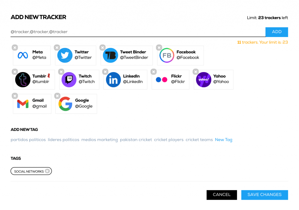 Twitter followers tracking