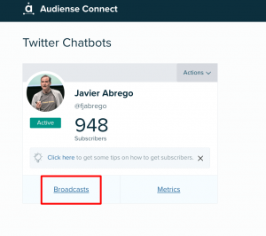 Twitter Chatbot for broadcast