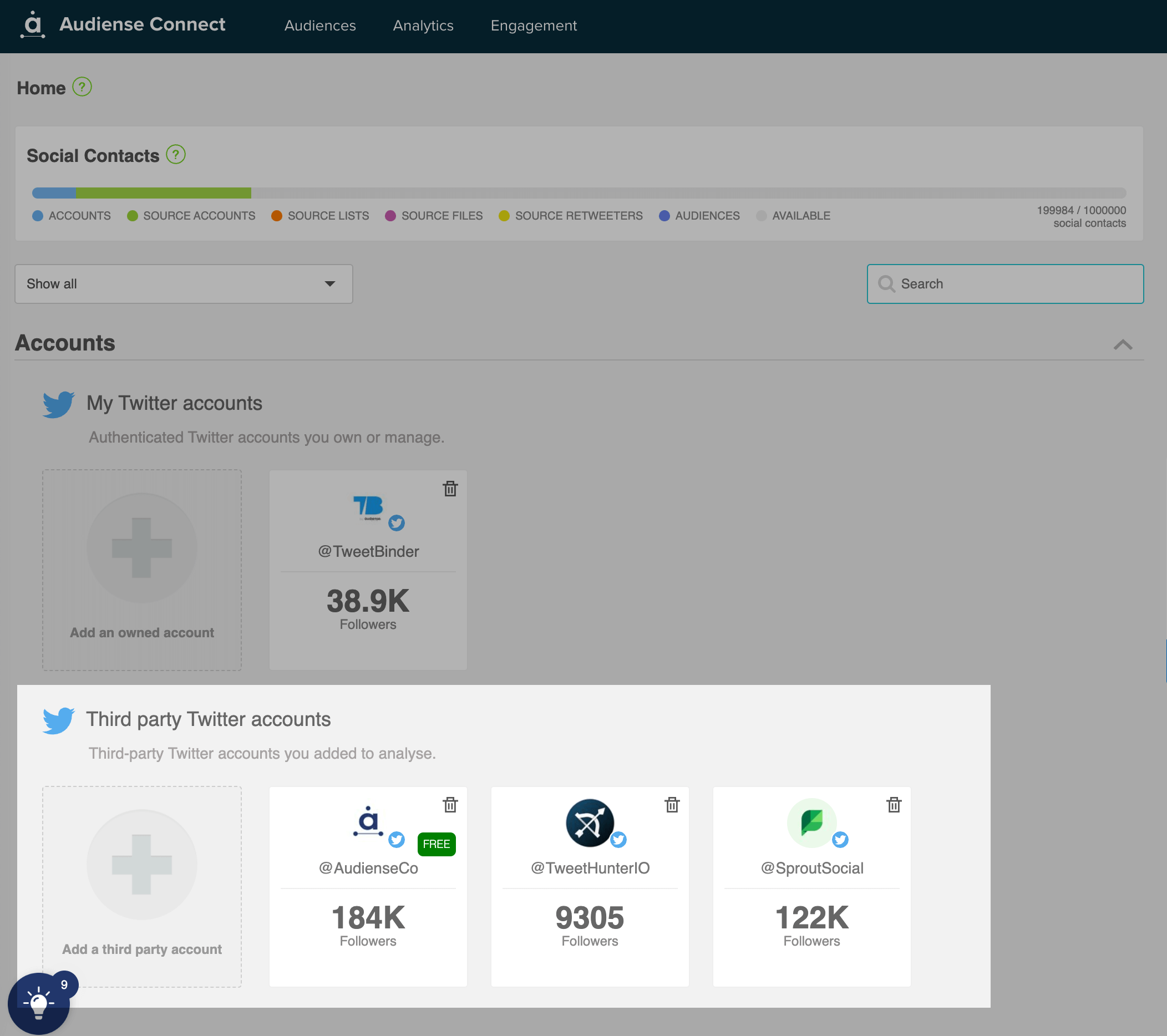 Analyze third-party twitter accounts with Audiense Connect