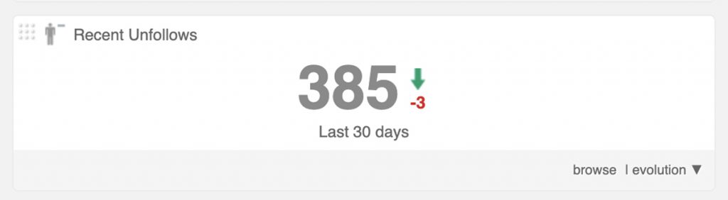 Audiense Connect - Twitter follower audit - recent unfollows panel