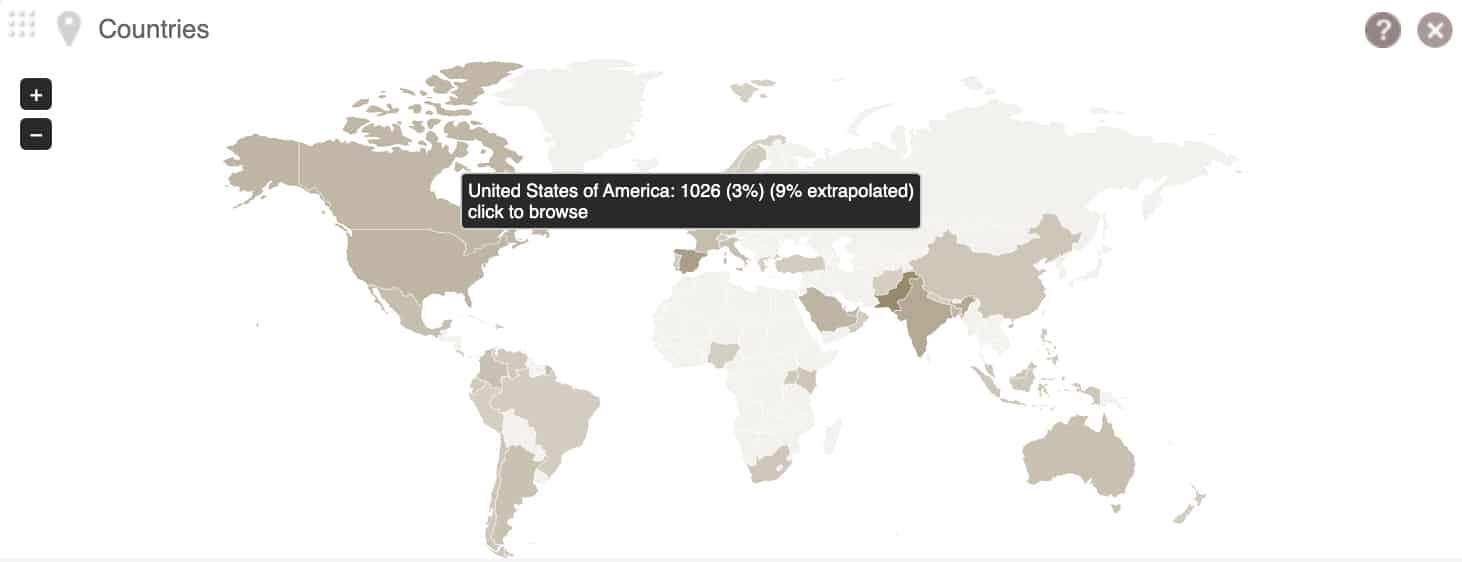 Twitter followers locations and countries