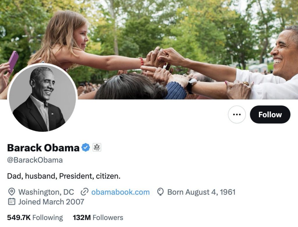 X profile - @BarackObama