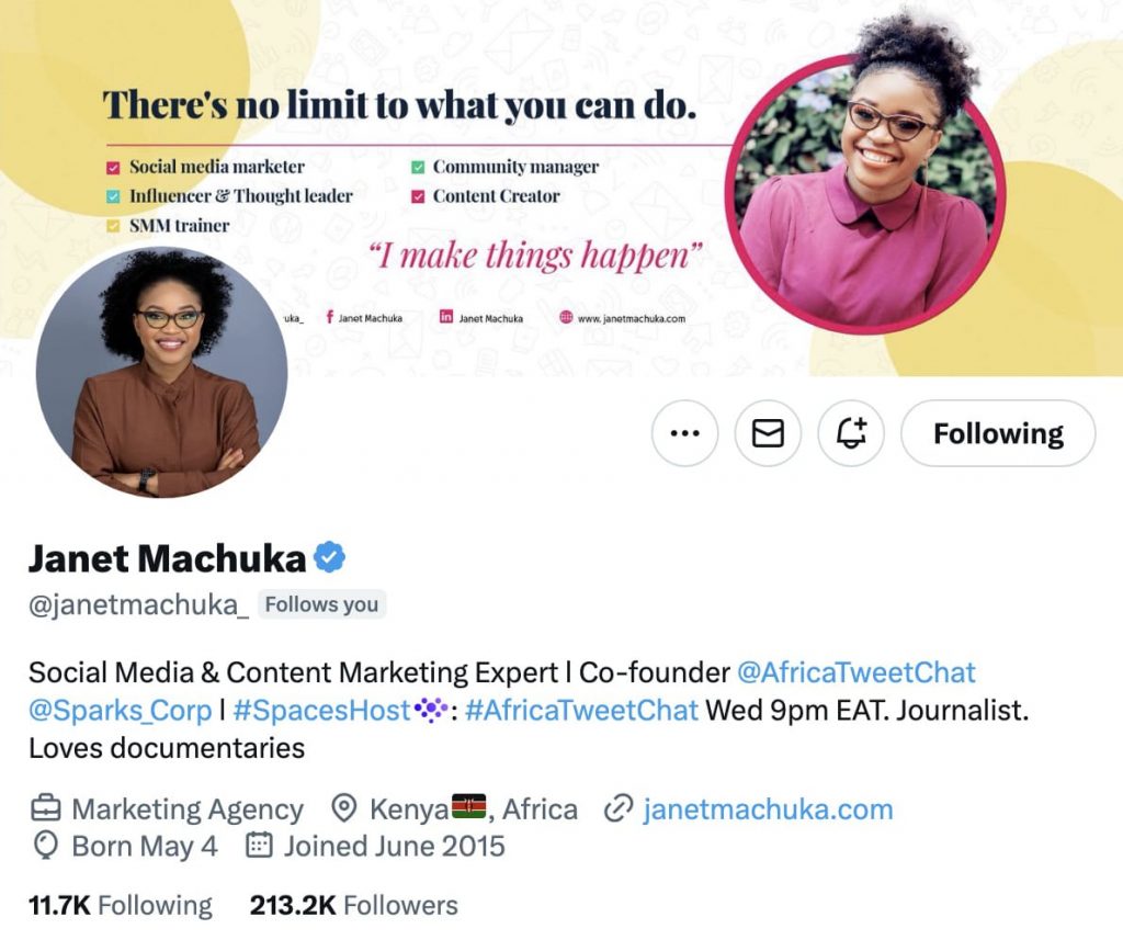 X profile - @janetmachuka_