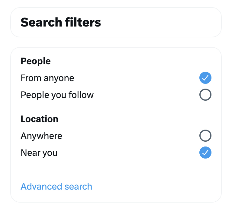 Twitter - search filters for location