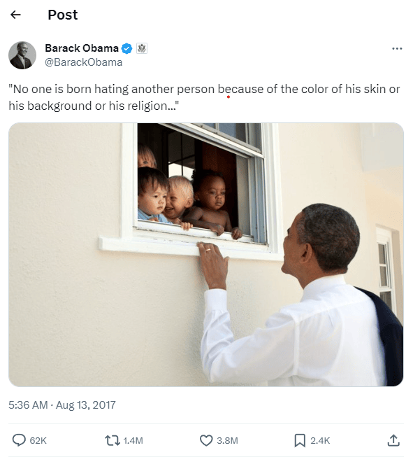 The most liked tweet of Barack Obama