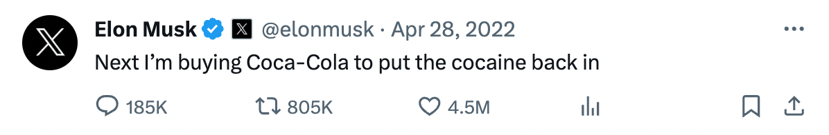The most liked tweet of all time by Elon Musk