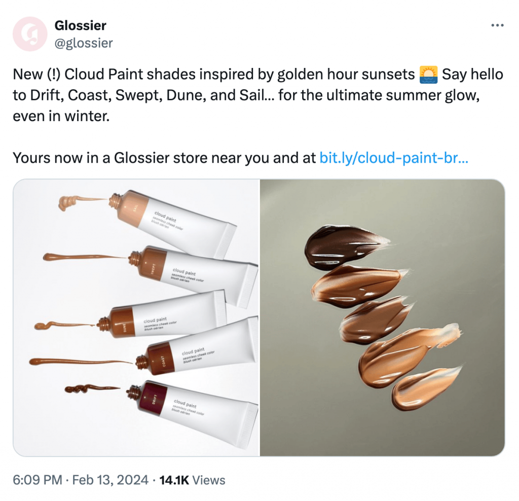 Tweet of Glossier